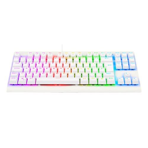         Teclado Mecânico Gamer Redragon Dark Avenger Lunar White RGB Switch Marrom K568W-RGB       