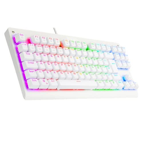         Teclado Mecânico Gamer Redragon Dark Avenger Lunar White RGB Switch Marrom K568W-RGB       