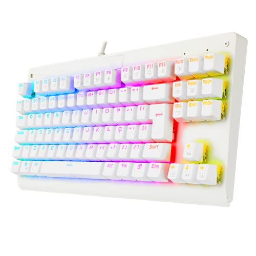         Teclado Mecânico Gamer Redragon Dark Avenger Lunar White RGB Switch Marrom K568W-RGB       