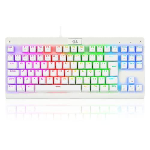 Teclado Mecânico Gamer Redragon Dark Avenger Lunar White RGB Switch Marrom K568W-RGB