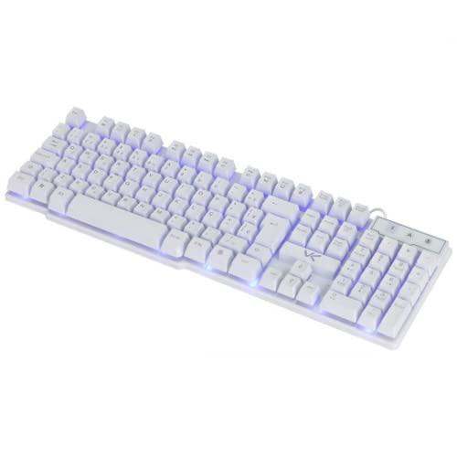         TECLADO GAMER VX GAMING HYDRA BRANCO ABNT2 MULTIMÍDIA COM LED AZUL SENSAÇÃO MECÂNICA USB 1.8M – GTH100BA - VINIK       