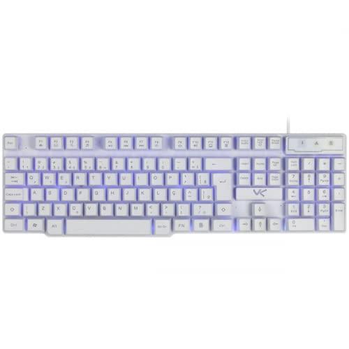         TECLADO GAMER VX GAMING HYDRA BRANCO ABNT2 MULTIMÍDIA COM LED AZUL SENSAÇÃO MECÂNICA USB 1.8M – GTH100BA - VINIK       